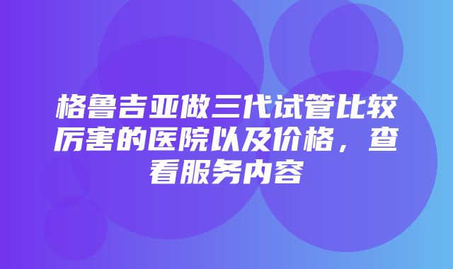 格鲁吉亚做三代试管比较厉害的医院以及价格，查看服务内容