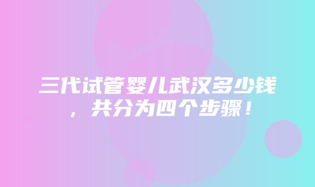 三代试管婴儿武汉多少钱，共分为四个步骤！