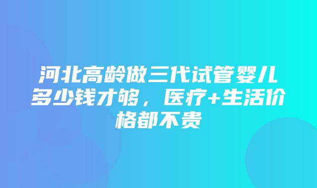 河北高龄做三代试管婴儿多少钱才够，医疗+生活价格都不贵