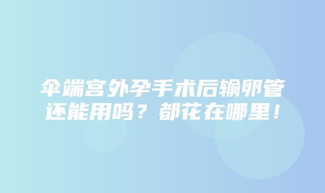 伞端宫外孕手术后输卵管还能用吗？都花在哪里！