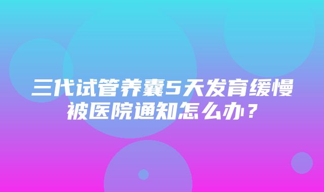 三代试管养囊5天发育缓慢被医院通知怎么办？