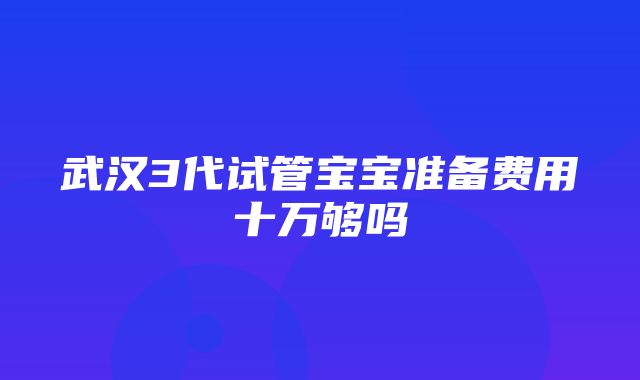 武汉3代试管宝宝准备费用十万够吗