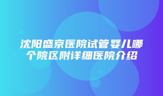 沈阳盛京医院试管婴儿哪个院区附详细医院介绍