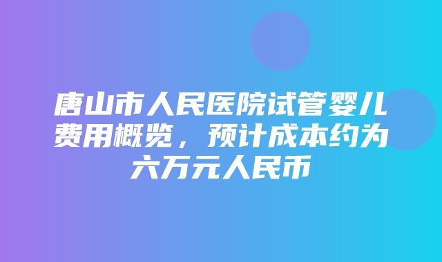 唐山市人民医院试管婴儿费用概览，预计成本约为六万元人民币