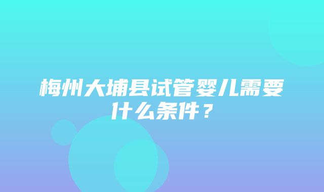 梅州大埔县试管婴儿需要什么条件？