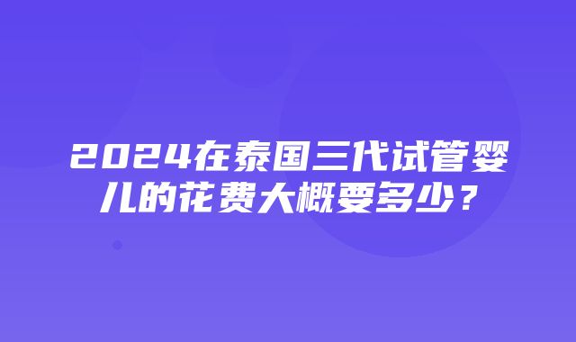 2024在泰国三代试管婴儿的花费大概要多少？