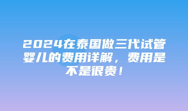 2024在泰国做三代试管婴儿的费用详解，费用是不是很贵！