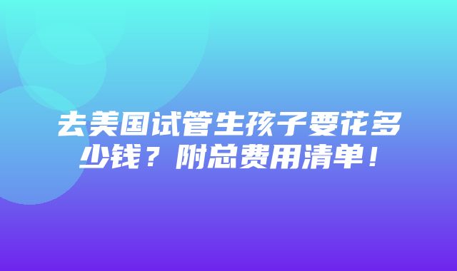 去美国试管生孩子要花多少钱？附总费用清单！