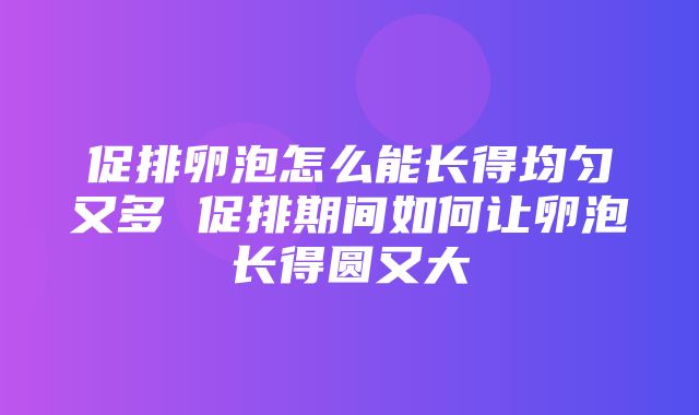 促排卵泡怎么能长得均匀又多 促排期间如何让卵泡长得圆又大