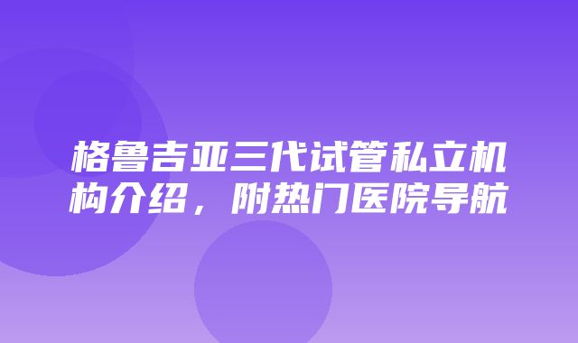 格鲁吉亚三代试管私立机构介绍，附热门医院导航