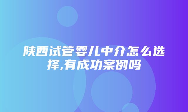 陕西试管婴儿中介怎么选择,有成功案例吗