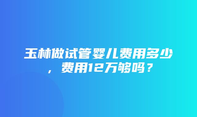 玉林做试管婴儿费用多少，费用12万够吗？