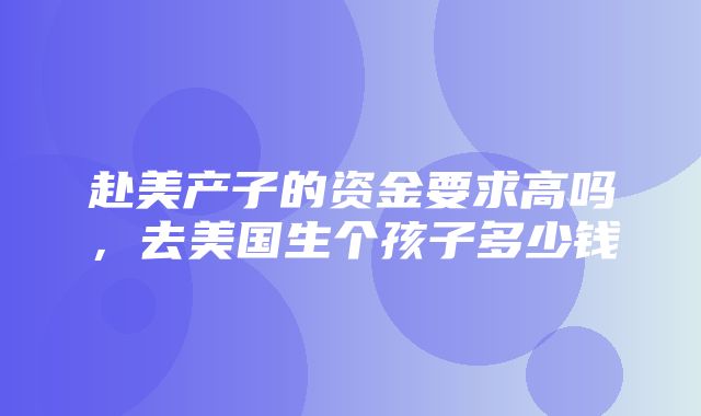 赴美产子的资金要求高吗，去美国生个孩子多少钱