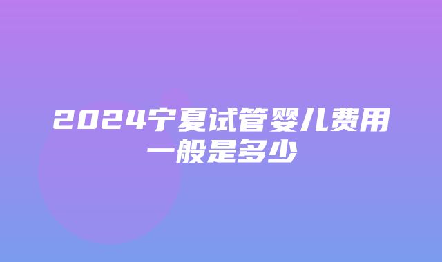 2024宁夏试管婴儿费用一般是多少