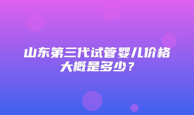 山东第三代试管婴儿价格大概是多少？