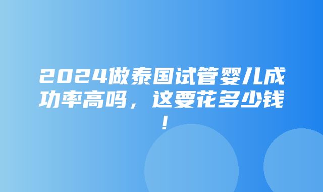 2024做泰国试管婴儿成功率高吗，这要花多少钱！