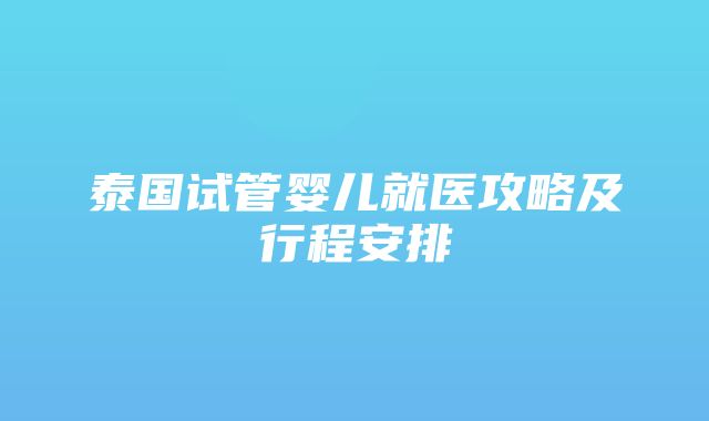 泰国试管婴儿就医攻略及行程安排