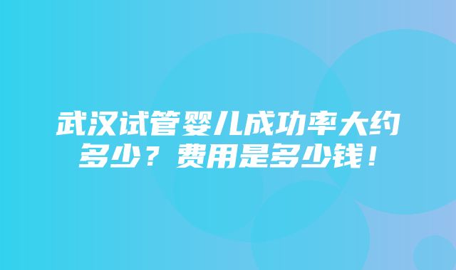 武汉试管婴儿成功率大约多少？费用是多少钱！