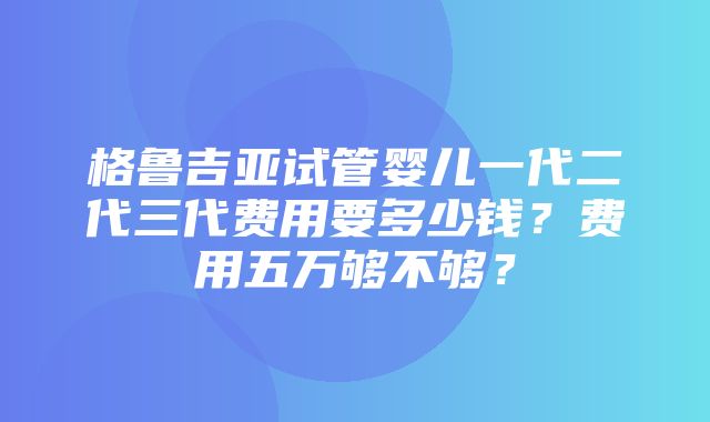 格鲁吉亚试管婴儿一代二代三代费用要多少钱？费用五万够不够？