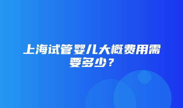 上海试管婴儿大概费用需要多少？