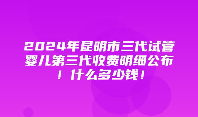 2024年昆明市三代试管婴儿第三代收费明细公布！什么多少钱！