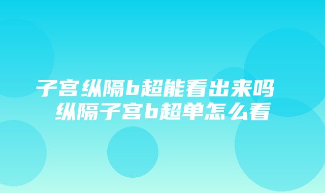 子宫纵隔b超能看出来吗 纵隔子宫b超单怎么看