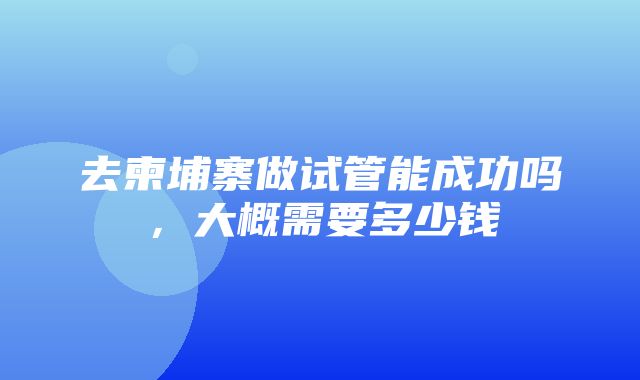 去柬埔寨做试管能成功吗，大概需要多少钱