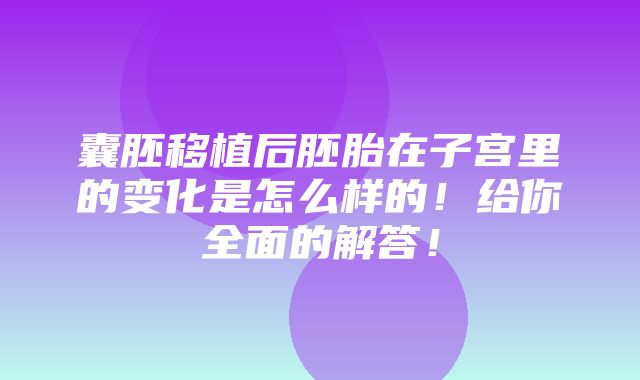 囊胚移植后胚胎在子宫里的变化是怎么样的！给你全面的解答！