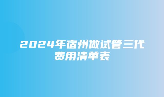 2024年宿州做试管三代费用清单表