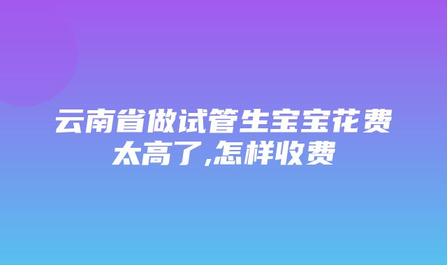 云南省做试管生宝宝花费太高了,怎样收费