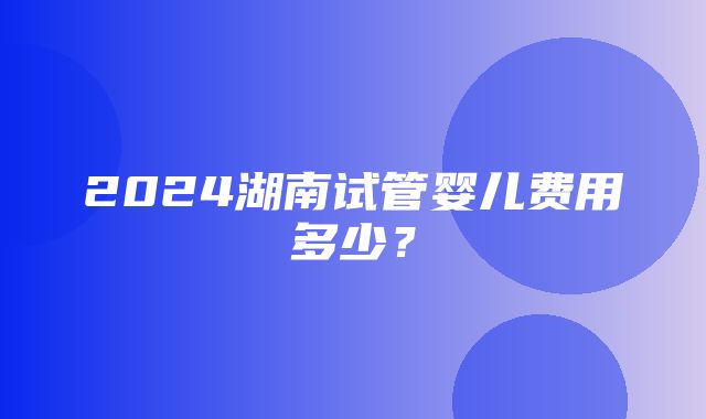 2024湖南试管婴儿费用多少？