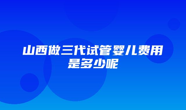 山西做三代试管婴儿费用是多少呢