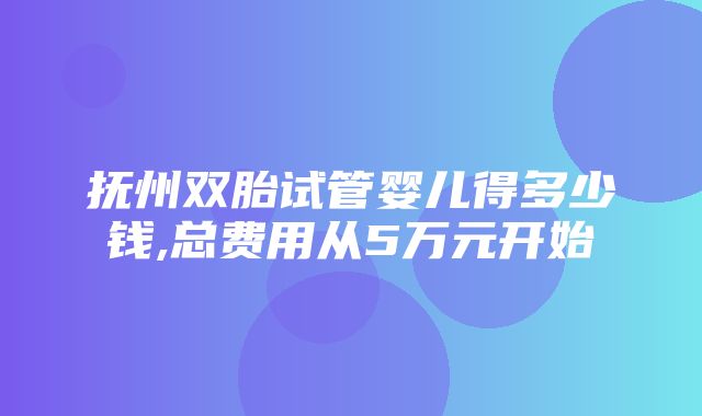 抚州双胎试管婴儿得多少钱,总费用从5万元开始