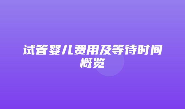 试管婴儿费用及等待时间概览