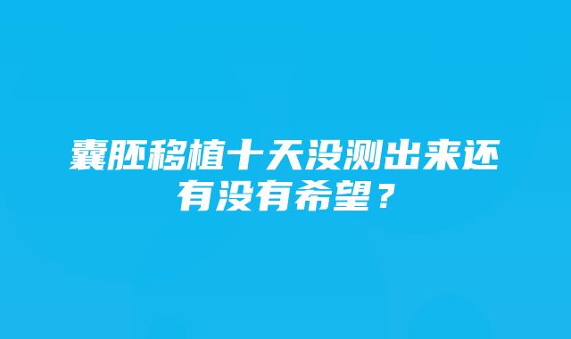 囊胚移植十天没测出来还有没有希望？