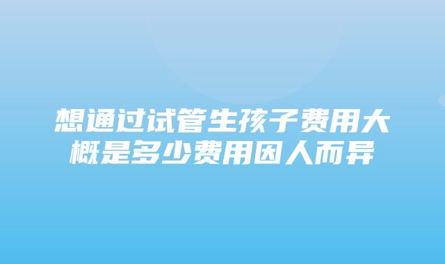 想通过试管生孩子费用大概是多少费用因人而异