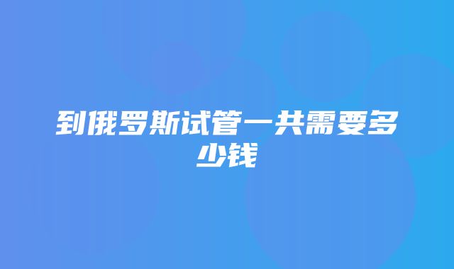 到俄罗斯试管一共需要多少钱