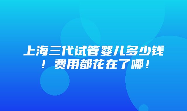 上海三代试管婴儿多少钱！费用都花在了哪！