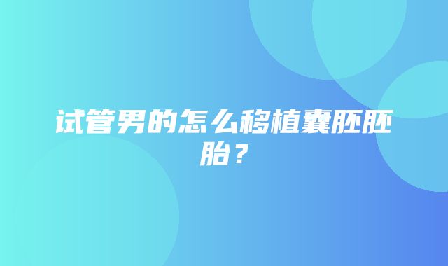 试管男的怎么移植囊胚胚胎？