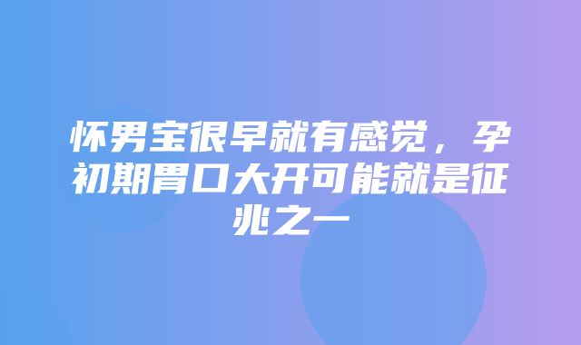 怀男宝很早就有感觉，孕初期胃口大开可能就是征兆之一