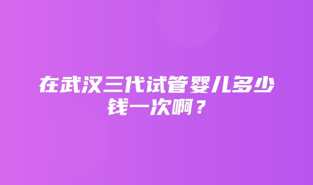 在武汉三代试管婴儿多少钱一次啊？