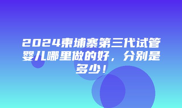 2024柬埔寨第三代试管婴儿哪里做的好，分别是多少！