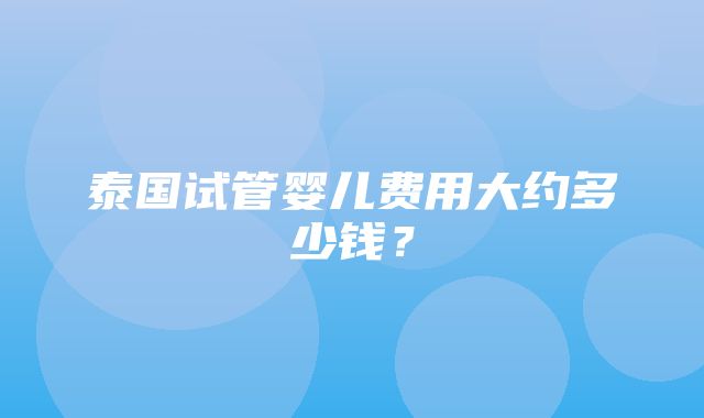 泰国试管婴儿费用大约多少钱？