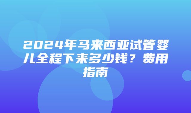 2024年马来西亚试管婴儿全程下来多少钱？费用指南