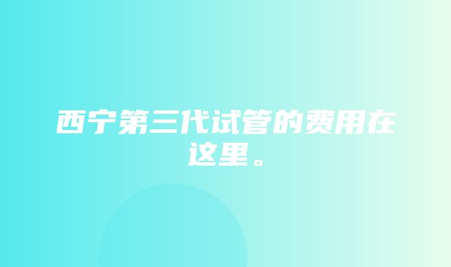 西宁第三代试管的费用在这里。