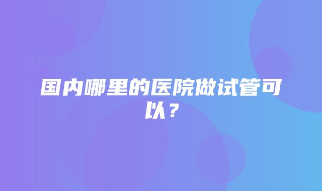 国内哪里的医院做试管可以？