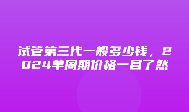 试管第三代一般多少钱，2024单周期价格一目了然