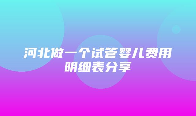 河北做一个试管婴儿费用明细表分享