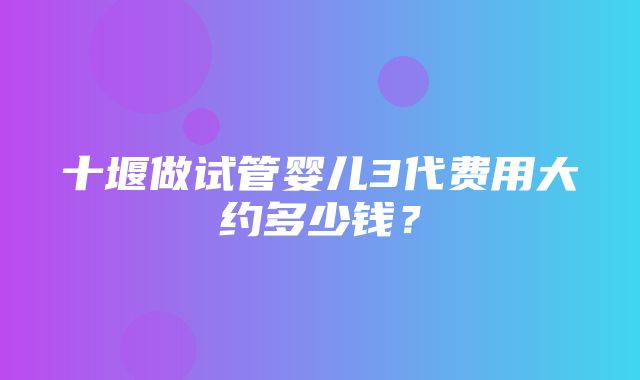 十堰做试管婴儿3代费用大约多少钱？