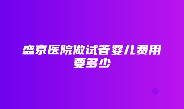 盛京医院做试管婴儿费用要多少